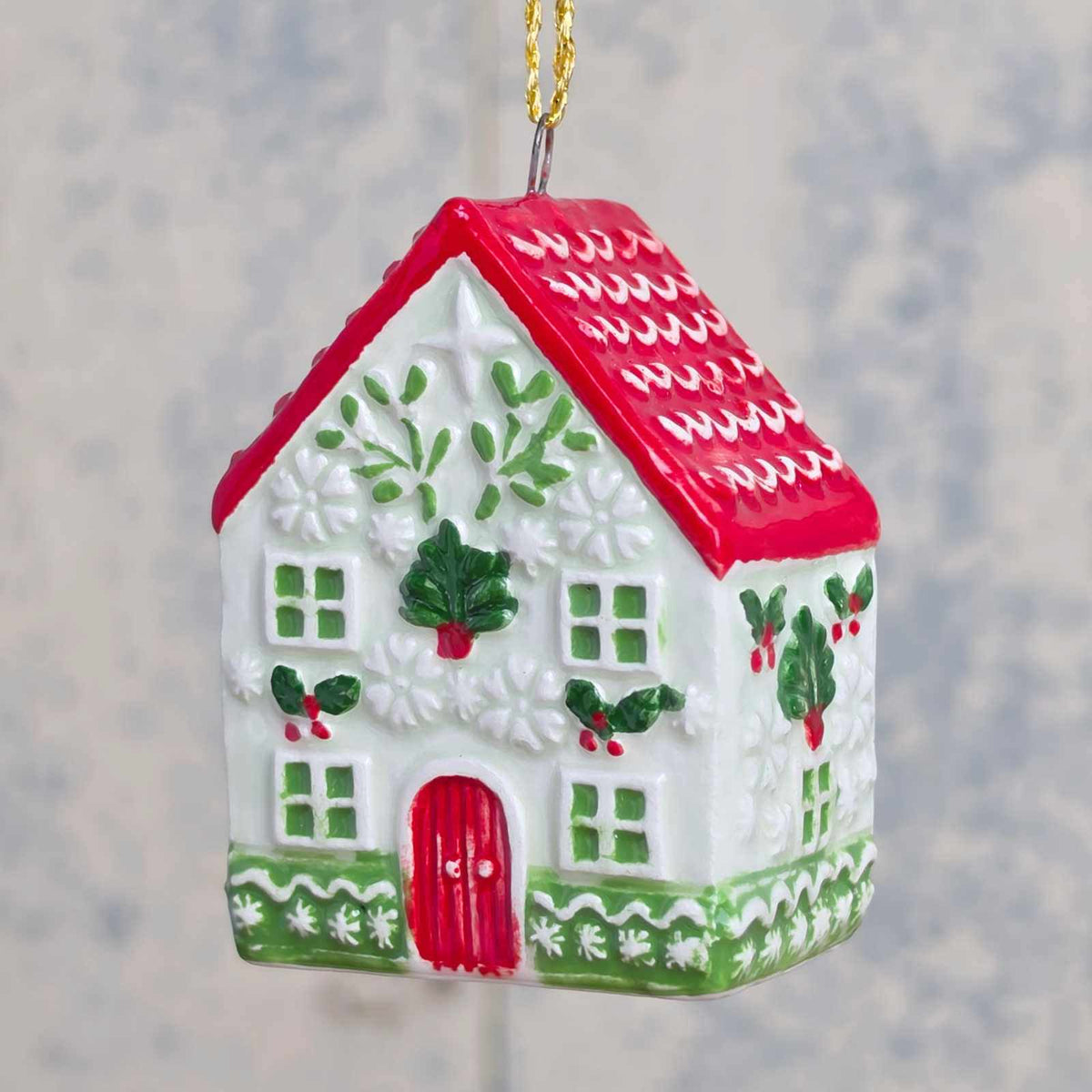 Ceramic Gingerbread House Decoration Green