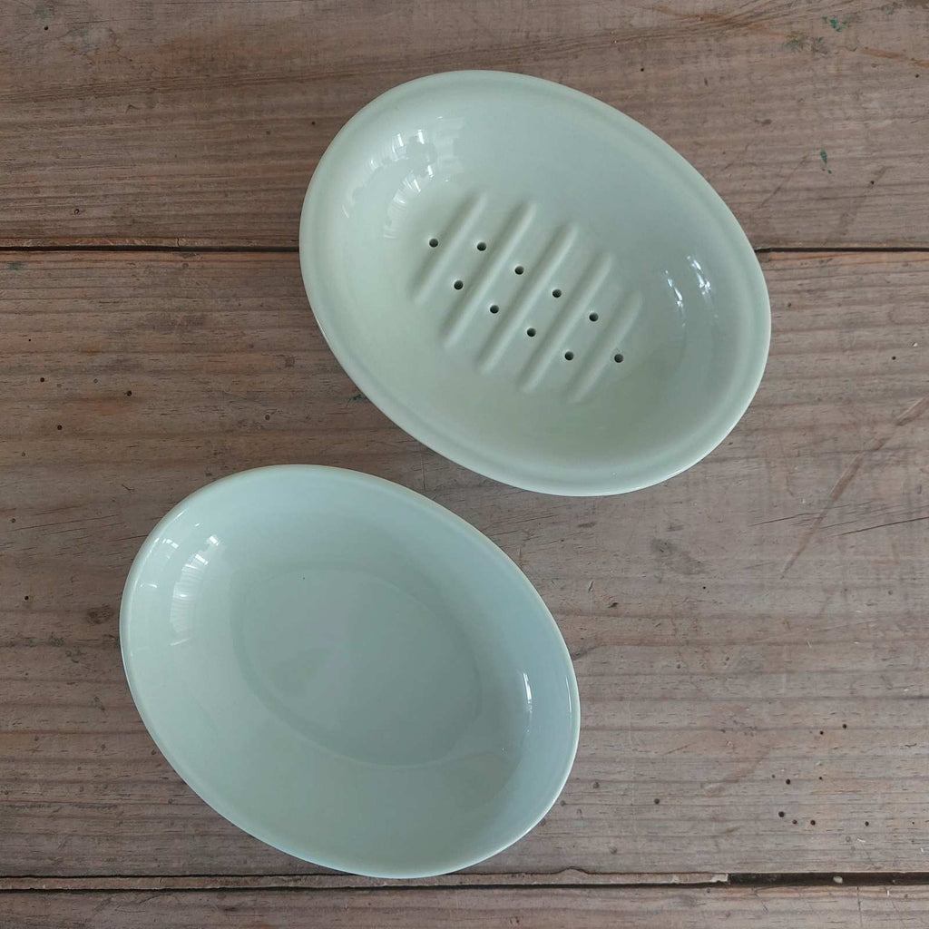 Two Part Ceramic Soap Dish - Sage