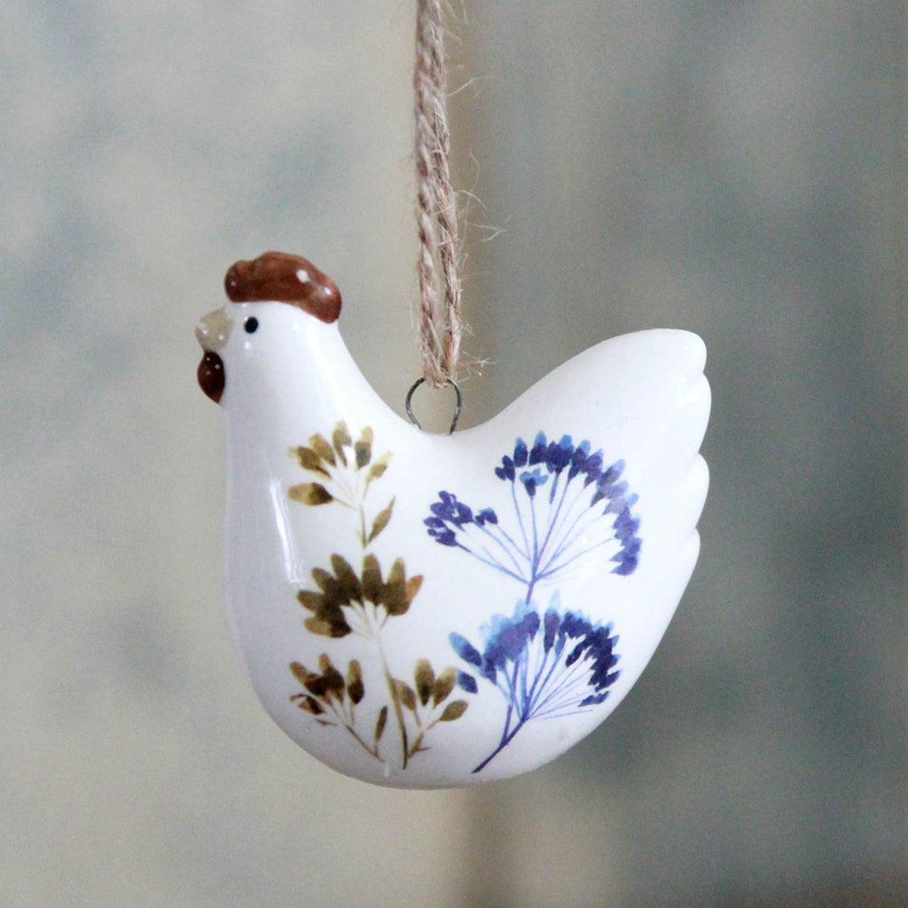 Ceramic Hen Easter Decoration - Cow Parsley