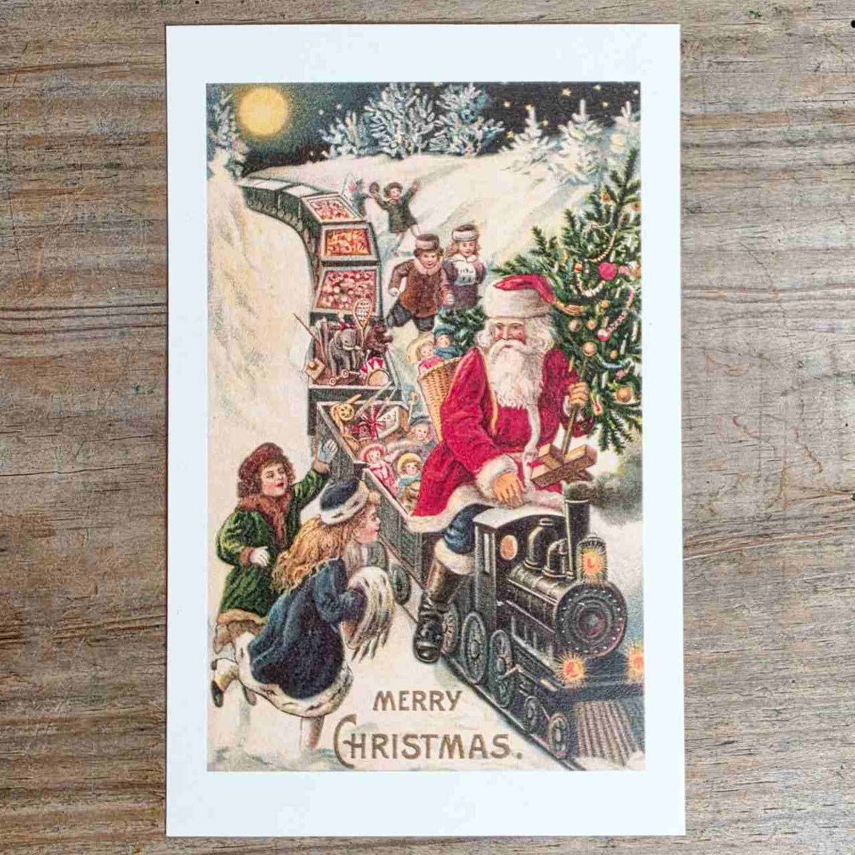Vintage Christmas Postcard - Santa's Train