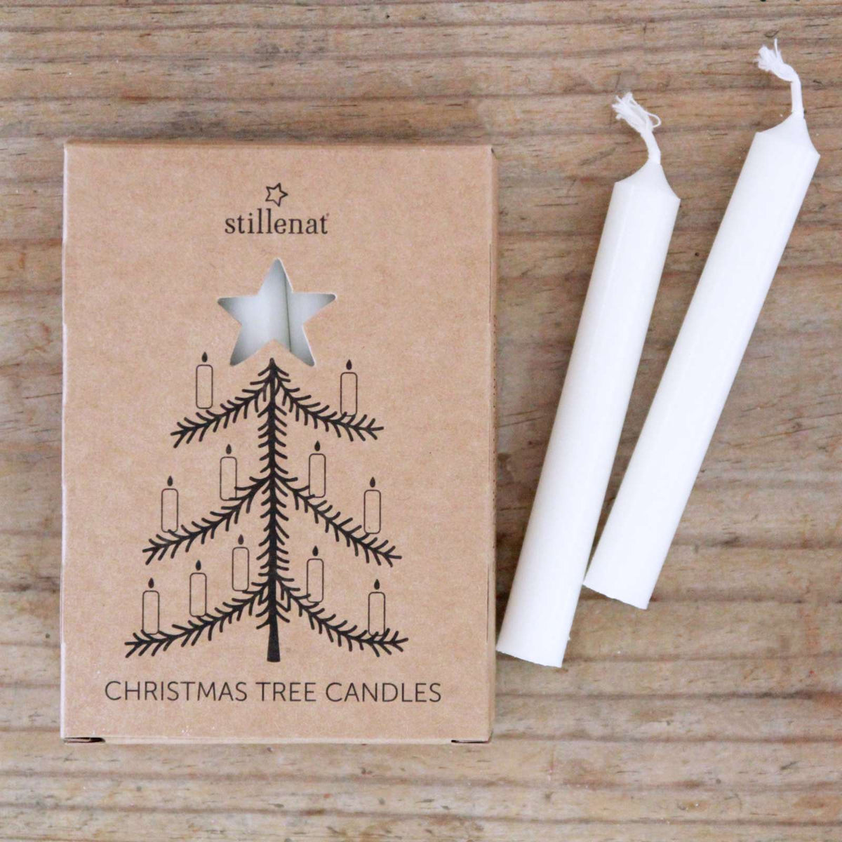 White Christmas tree candle - pack of 12