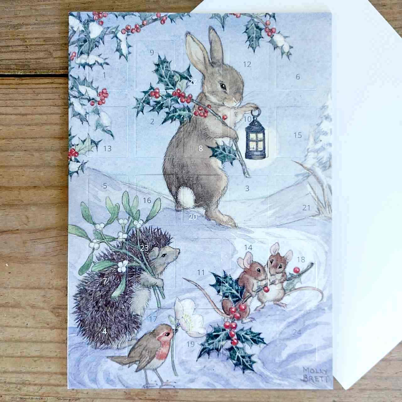Vintage Advent Calendar Card - Christmas Animals
