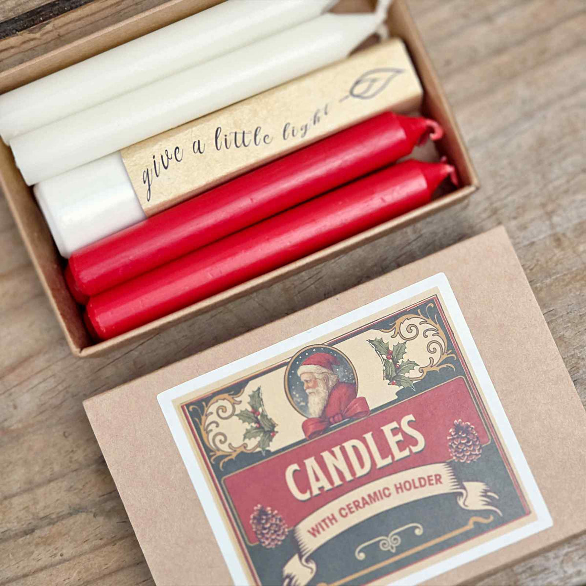Christmas Box of Mini Candles & Holder