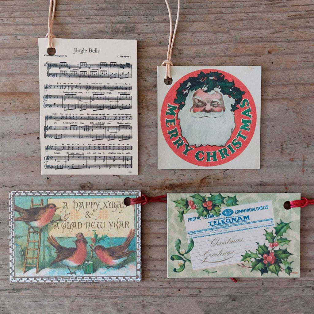 Handmade Set of 6 Vintage Christmas Gift Tags in a variety of styles