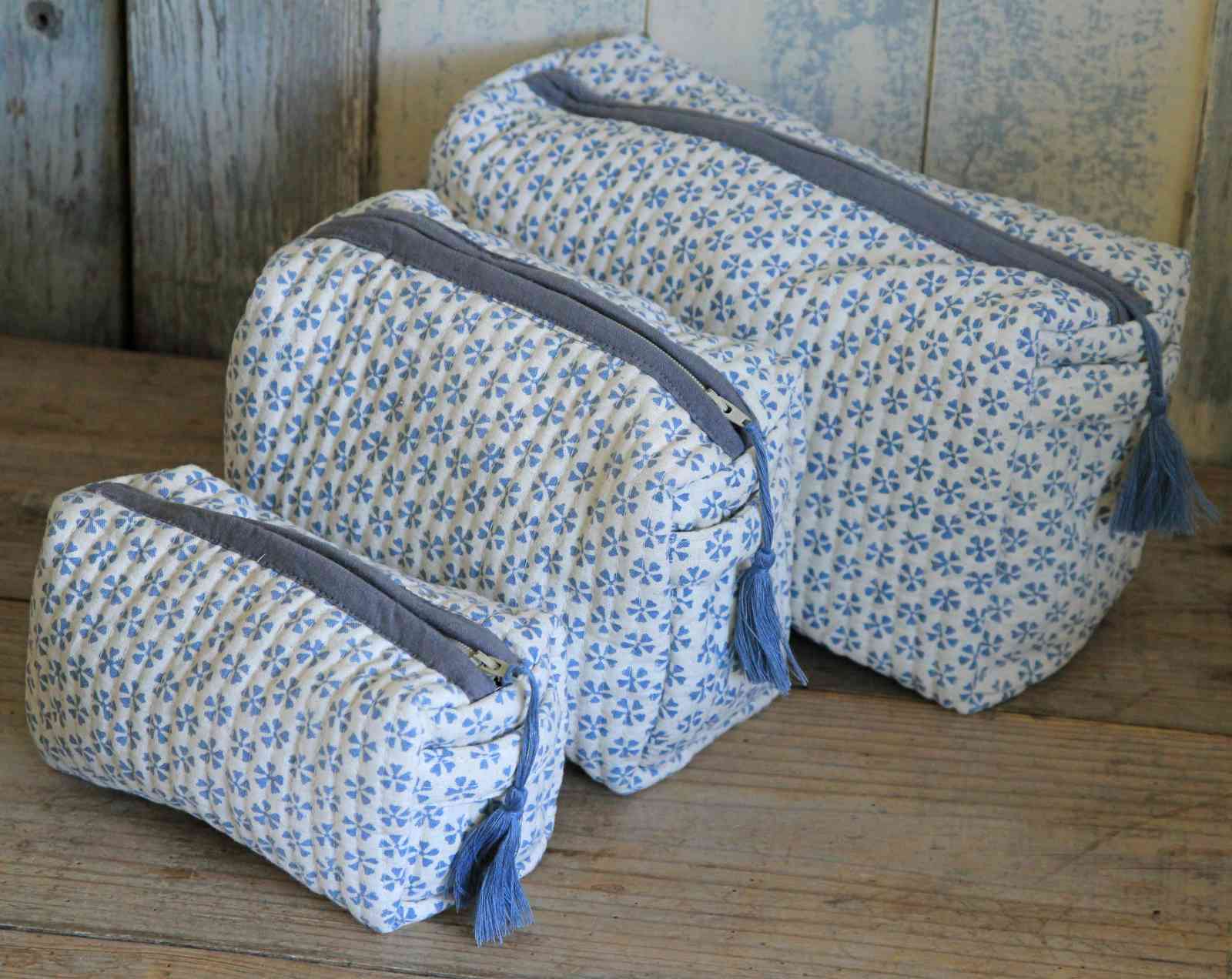 Cornflower Floral Quilted Wash Bags