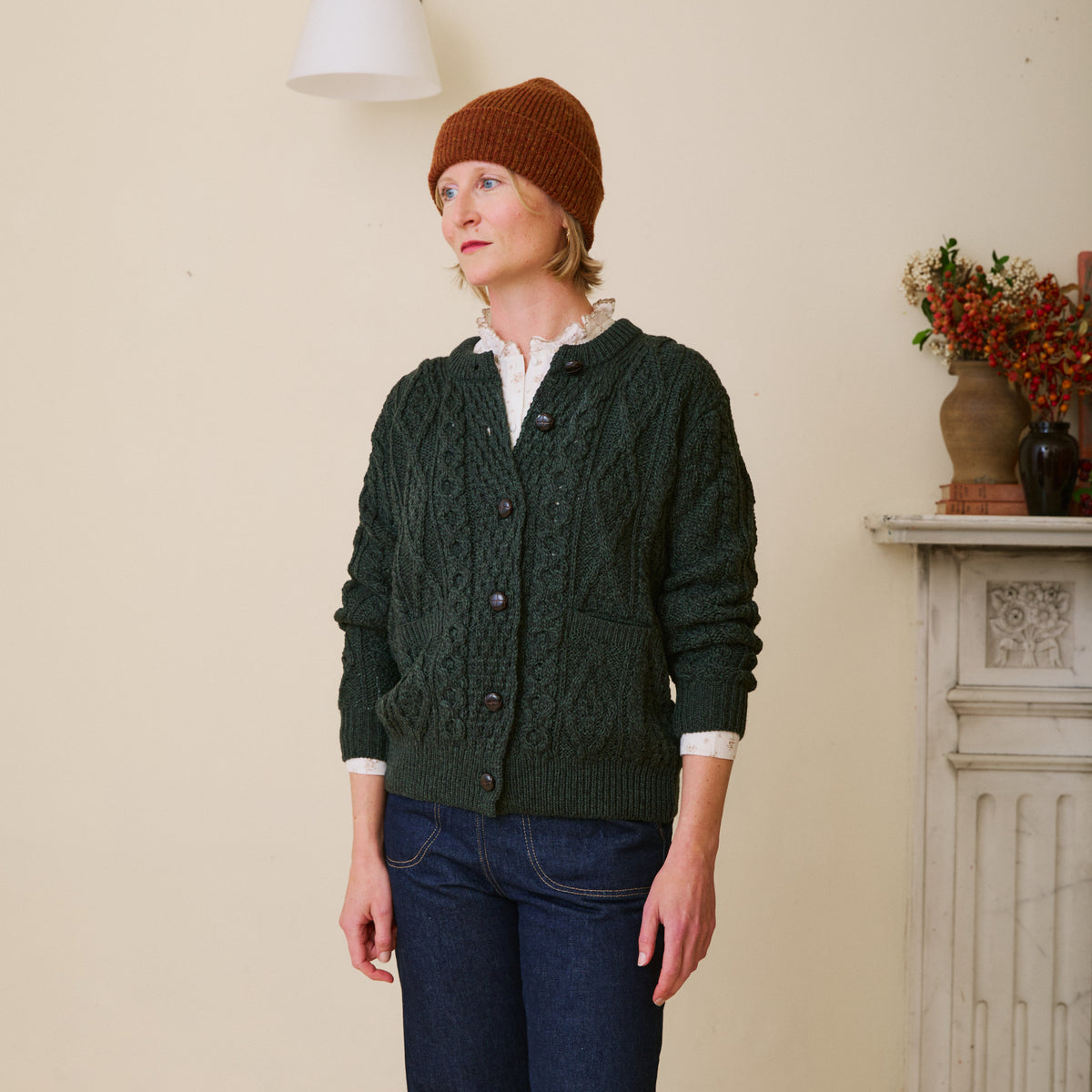 Aran Cardigan - Seaweed