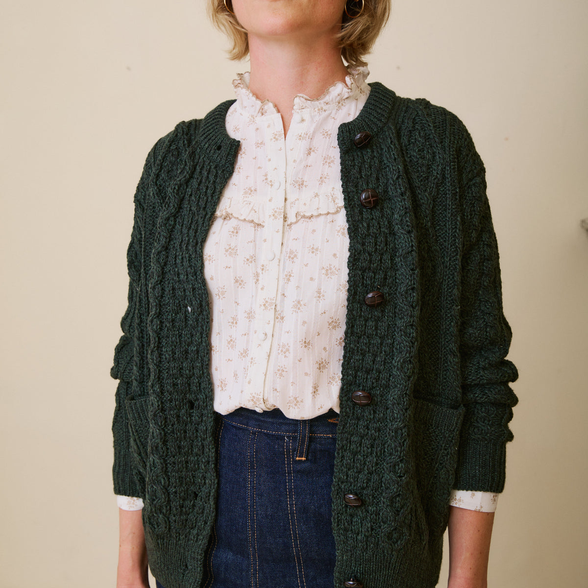 Aran Cardigan - Seaweed
