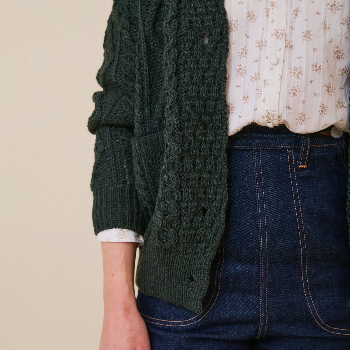 Aran Cardigan - Seaweed