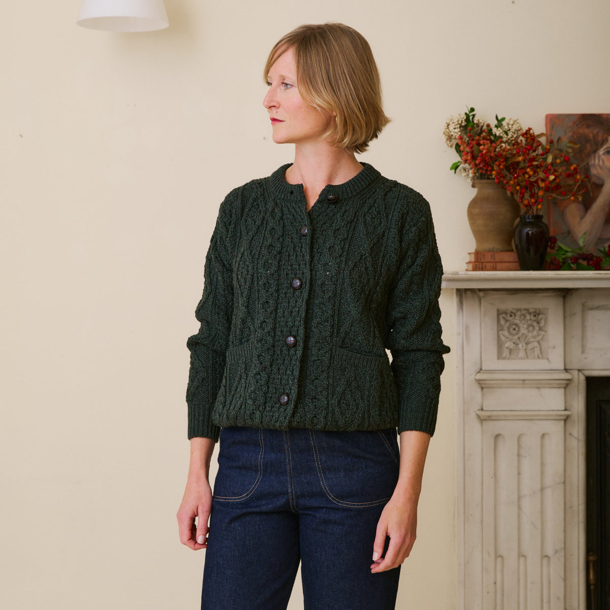 Aran Cardigan - Seaweed