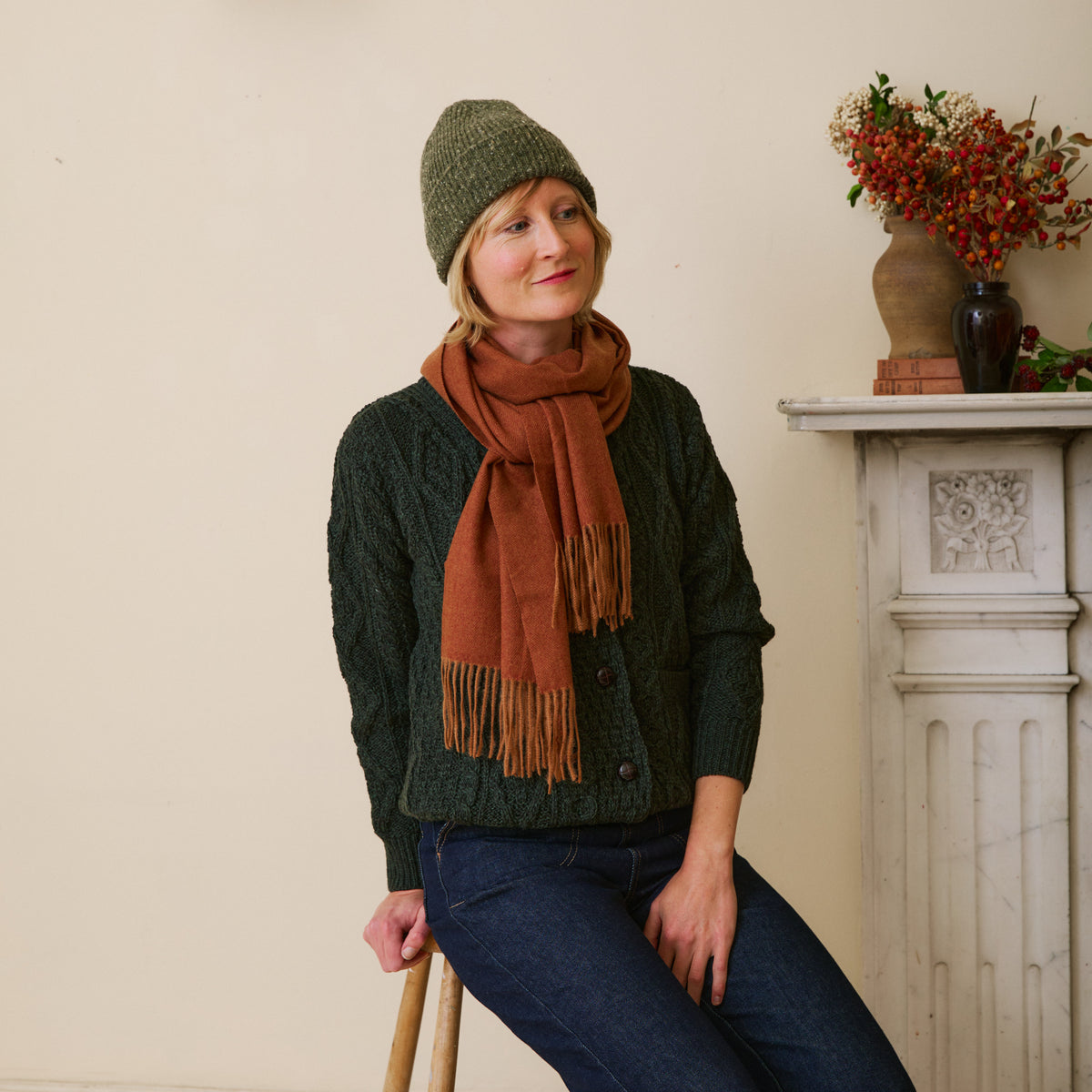 Donegal Wool Hat - Moss