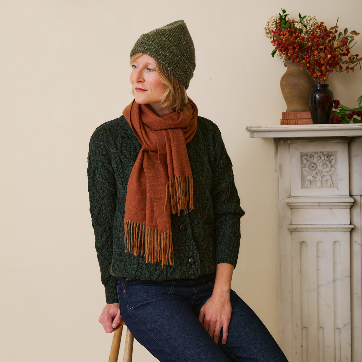 Donegal Wool Hat - Moss
