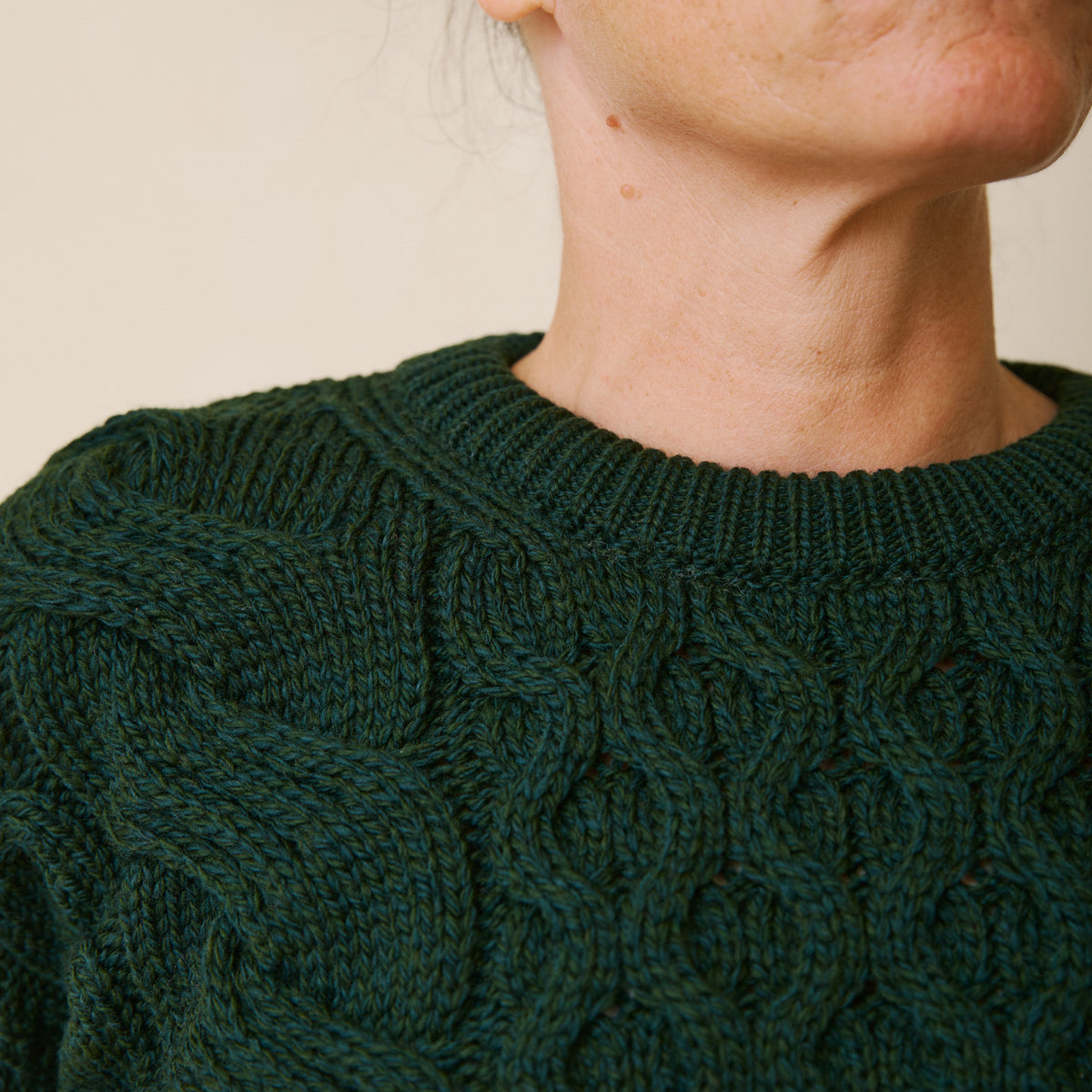 Aran Cropped Jumper - Seaweed