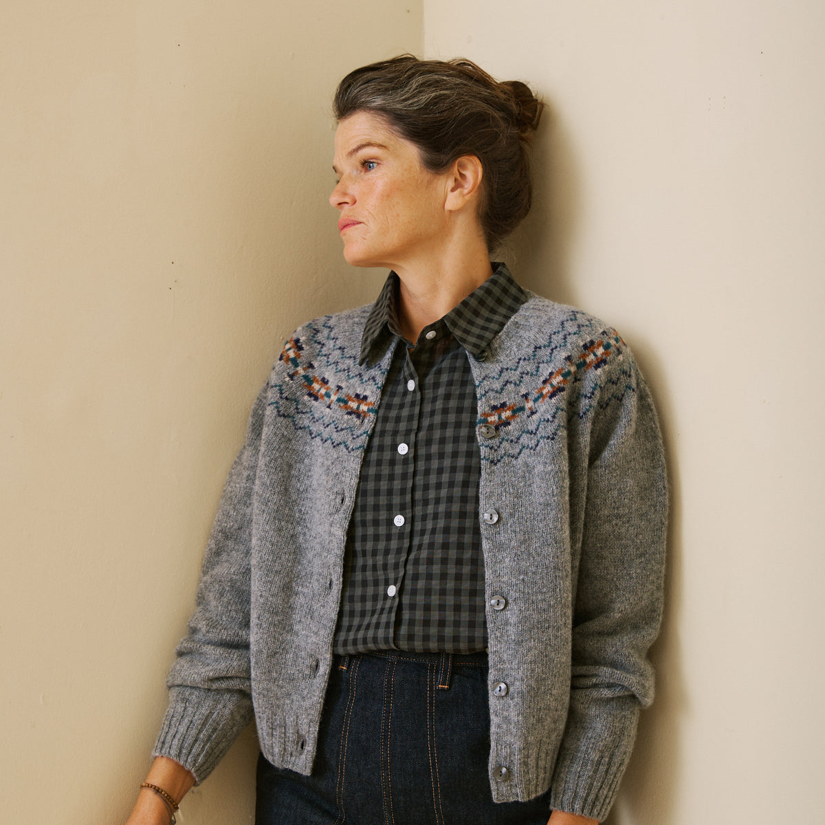 Fair Isle Cardigan - Smoke