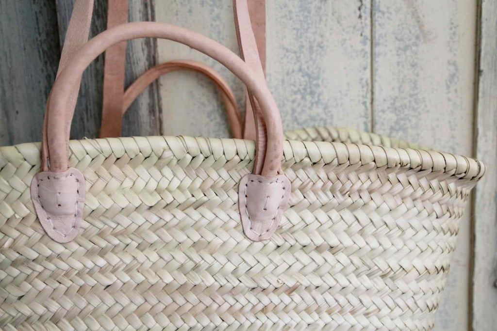 Leather Double Handle Shopping Basket