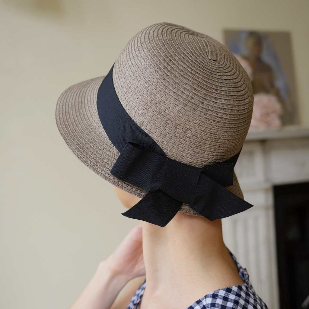 Cloche Sun Hat - Dusk with black ribbon