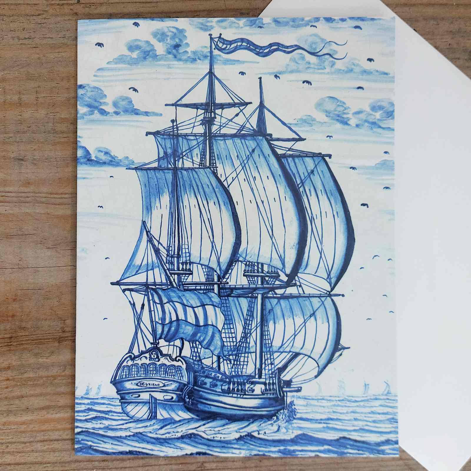 Dutch Ship Tile Panel - Greeting Card