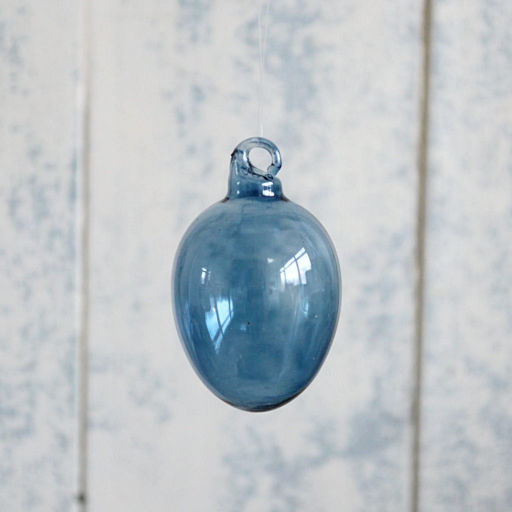 Hanging Blue Glass Egg Decoration for Easter