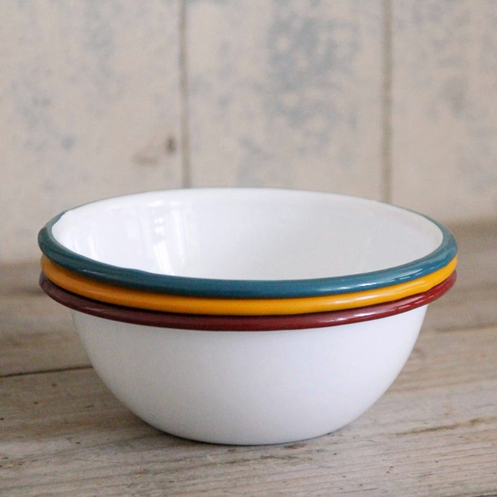 Enamel Cereal Bowl Green Rim Closet & Botts