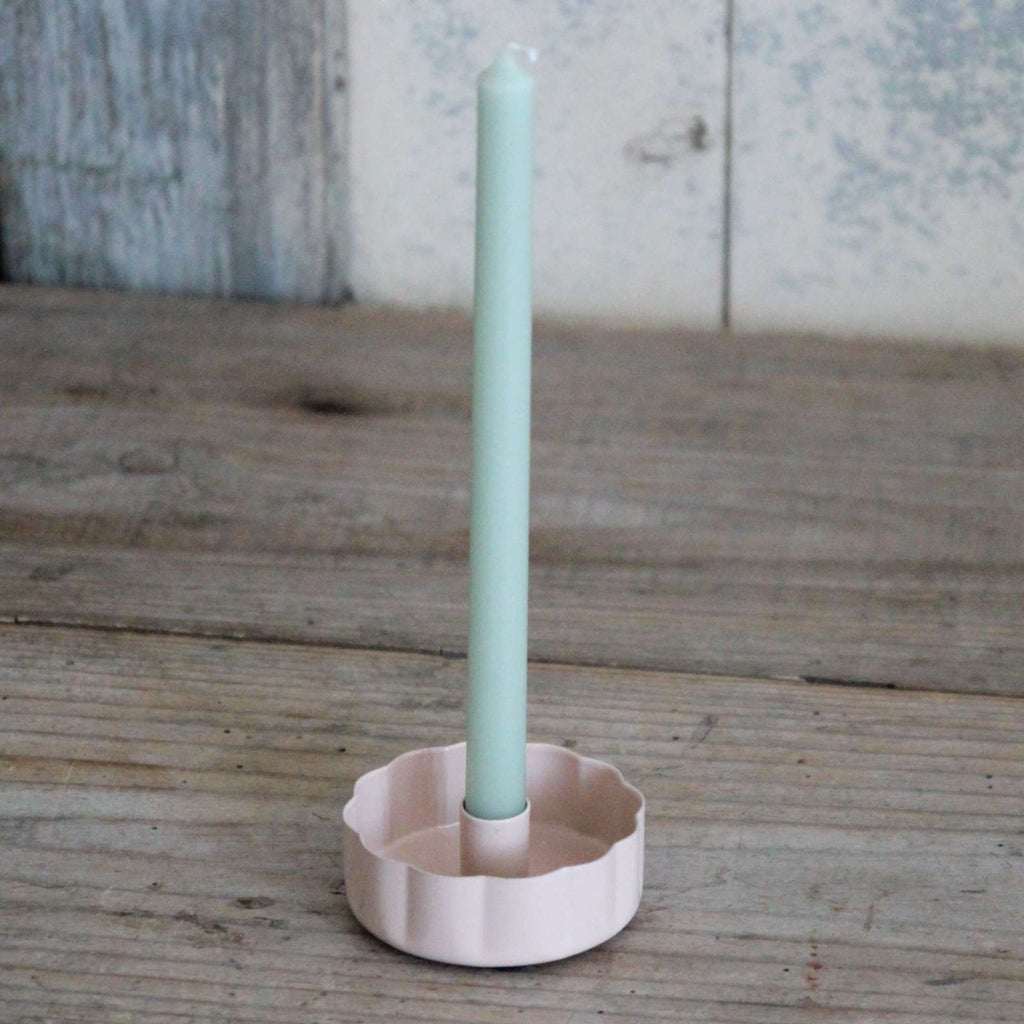 Wavy Enamel Taper Candle Holder Dusty Peach Closet & Botts