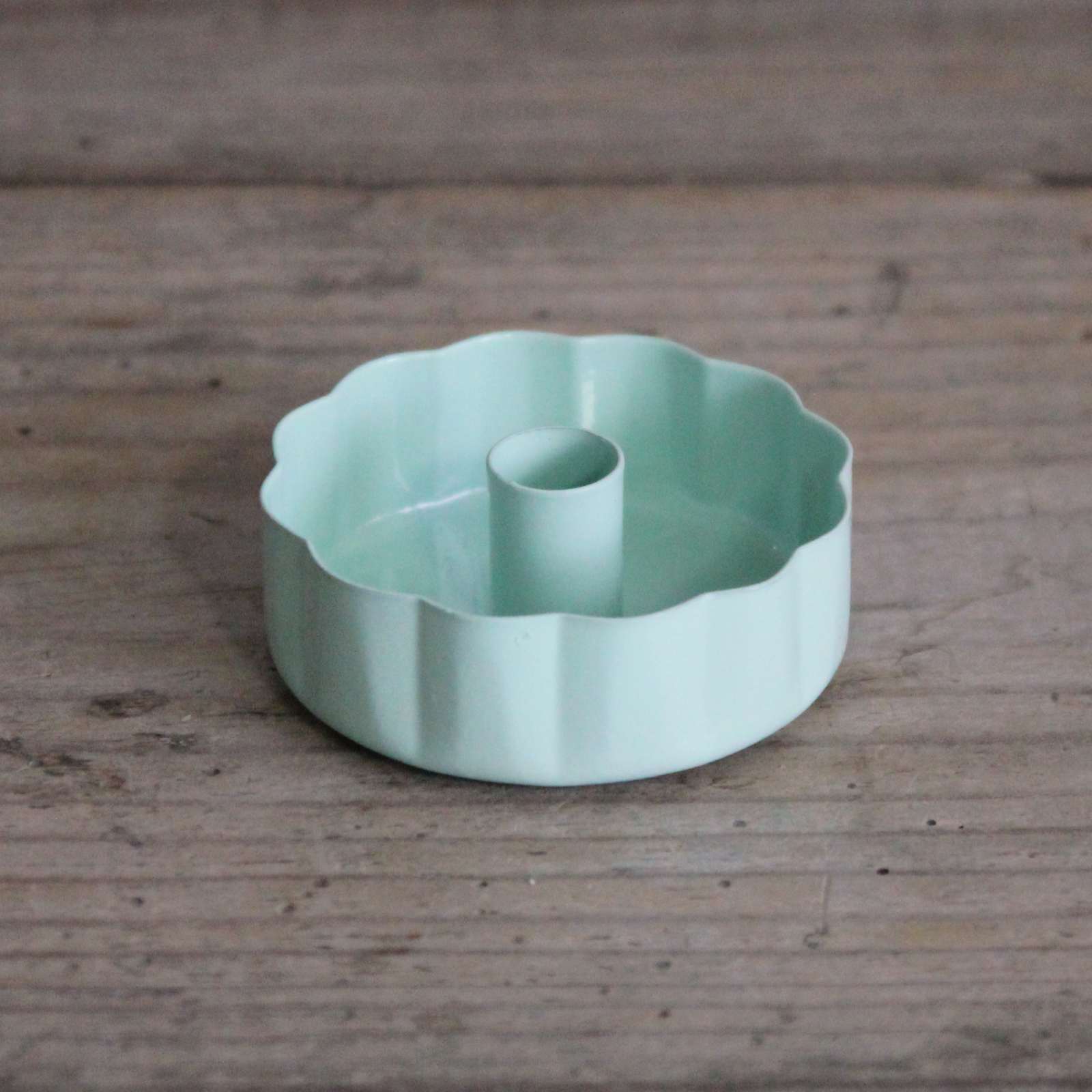 Wavy Enamel Taper Candle Holder - Sage