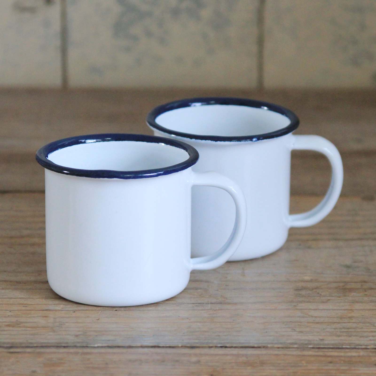 Enamel Espresso Cup - Navy Blue Rim