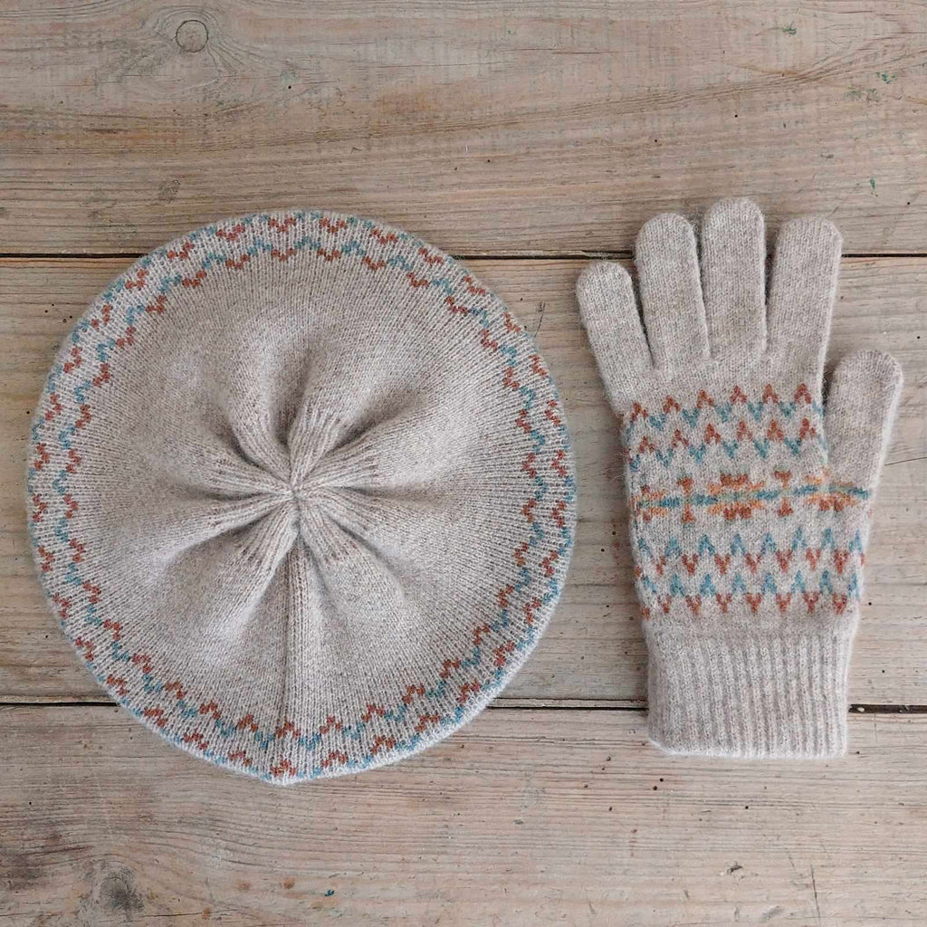 Scottish Traditional Fair Isle beret and gloves