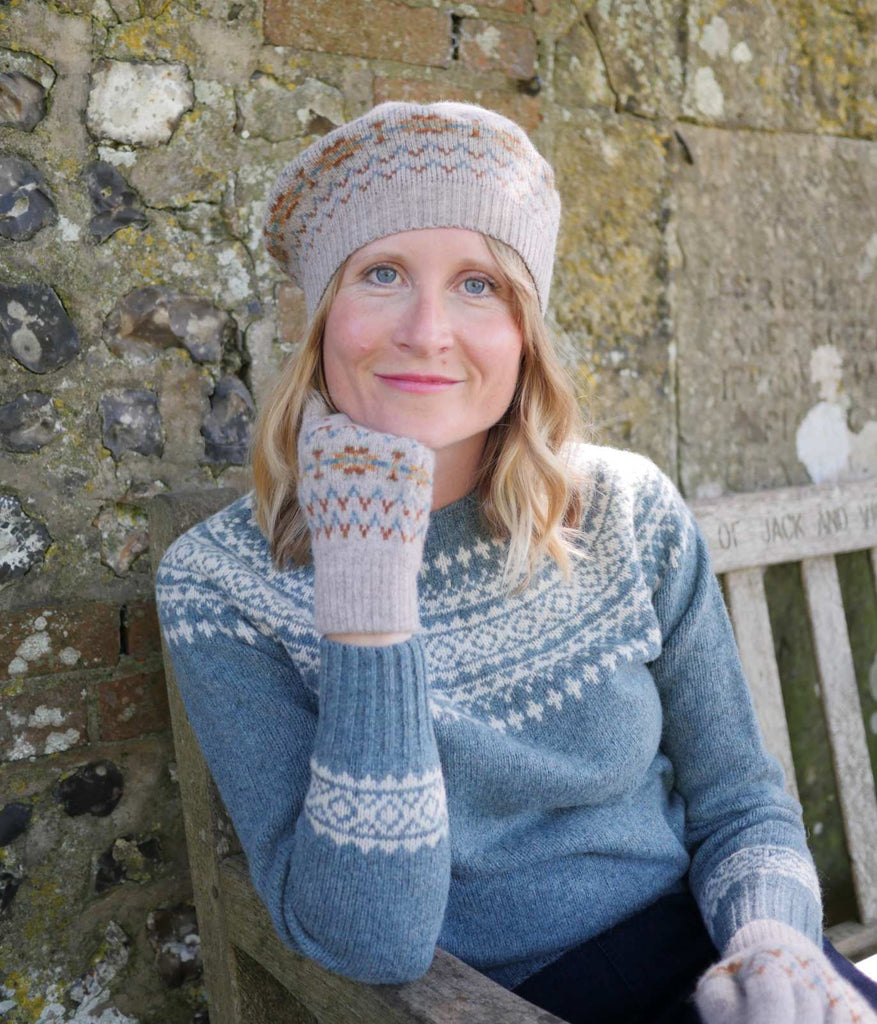 Womens fair isle jumper and Fair Isle gloves and beret