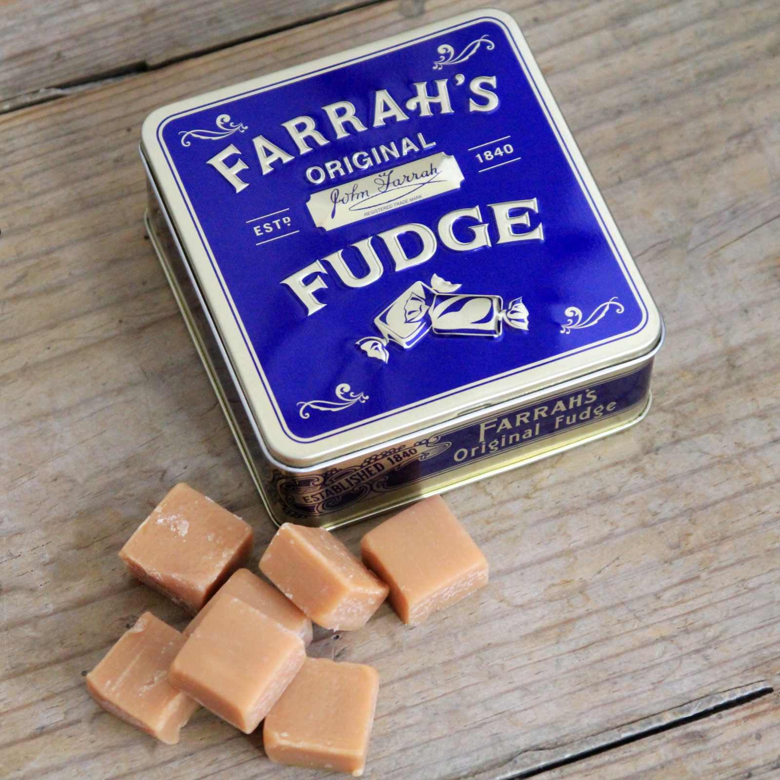 Tin of Farrah's Original Fudge