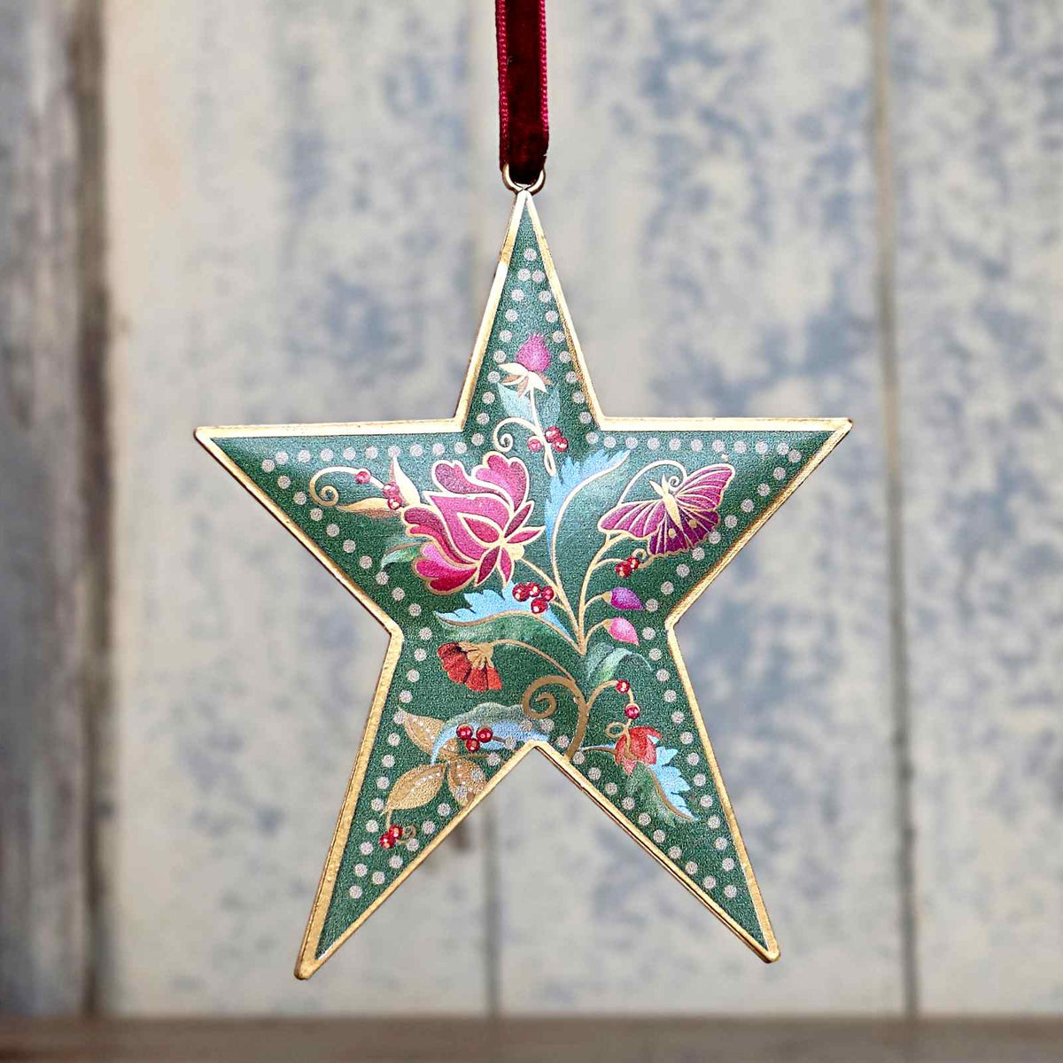Floral Tin Star Decoration