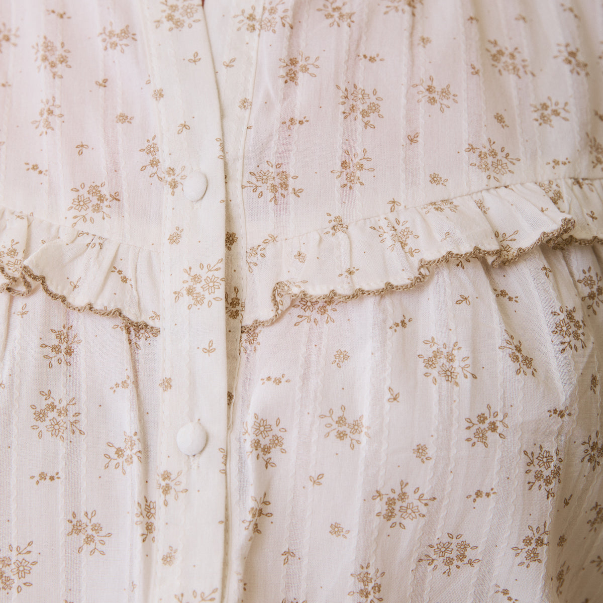Ruffled Floral Print Blouse - Nutmeg