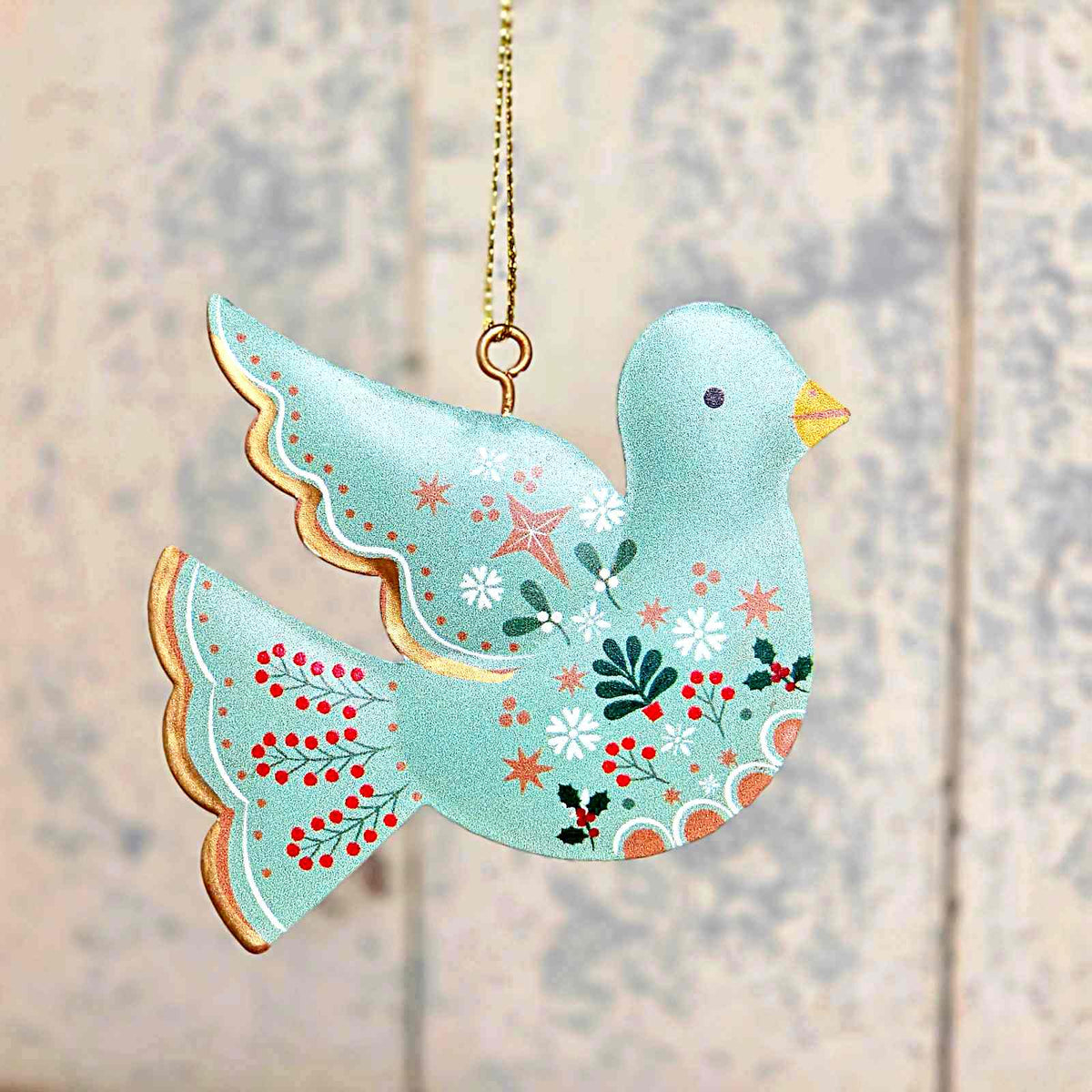 Green Tin Bird Decoration
