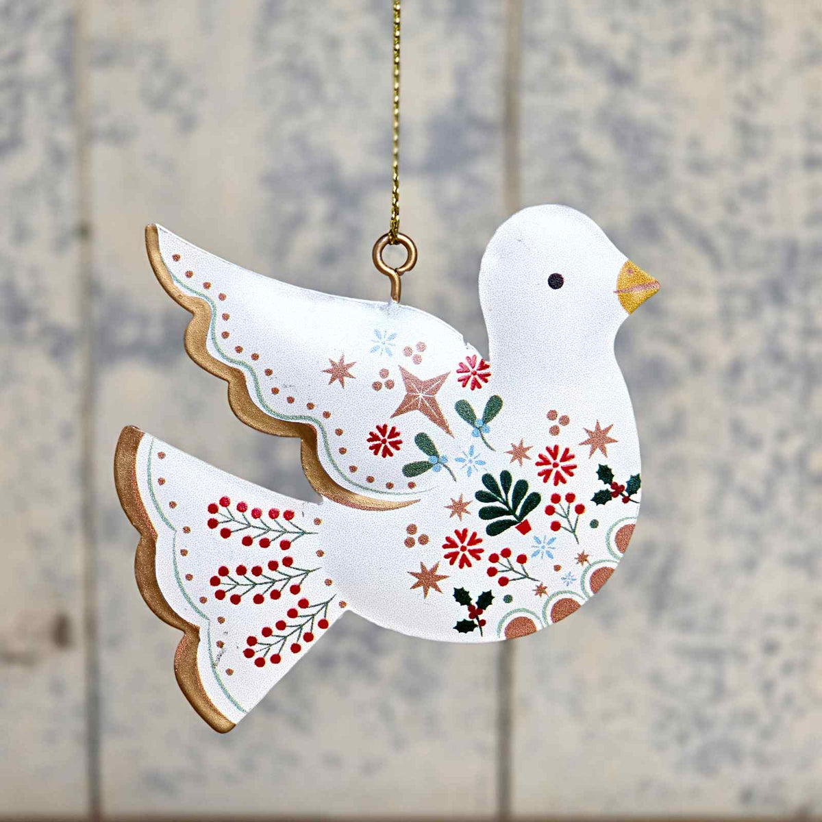 White Tin Bird Decoration
