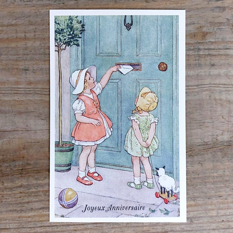 French Birthday Postcard Joyeux Anniversaire