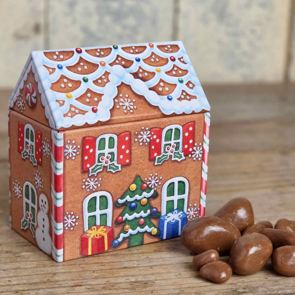 Gingerbread House Tin - Chocolate Honeycomb