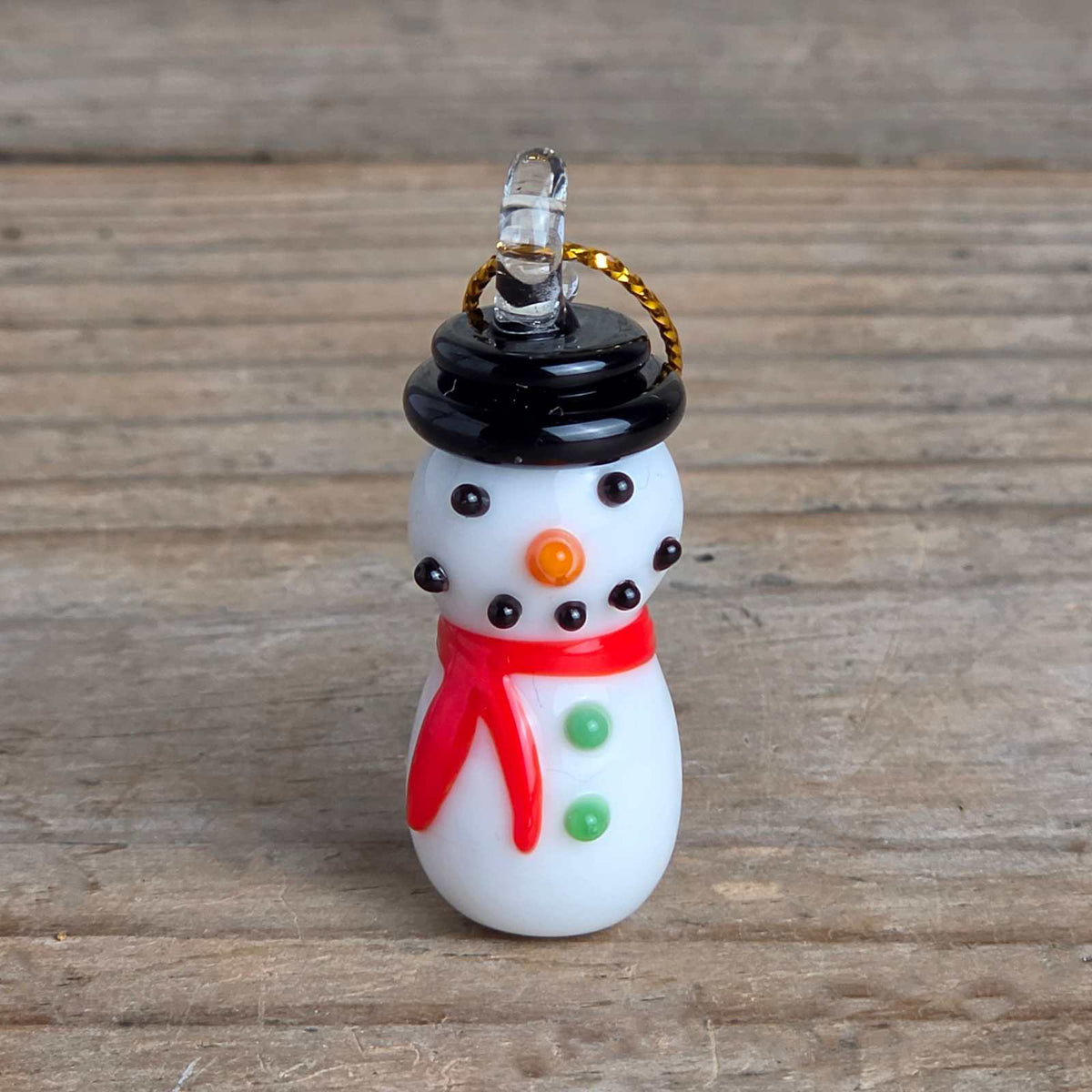Mini Glass Snowman Decoration made from murano glass