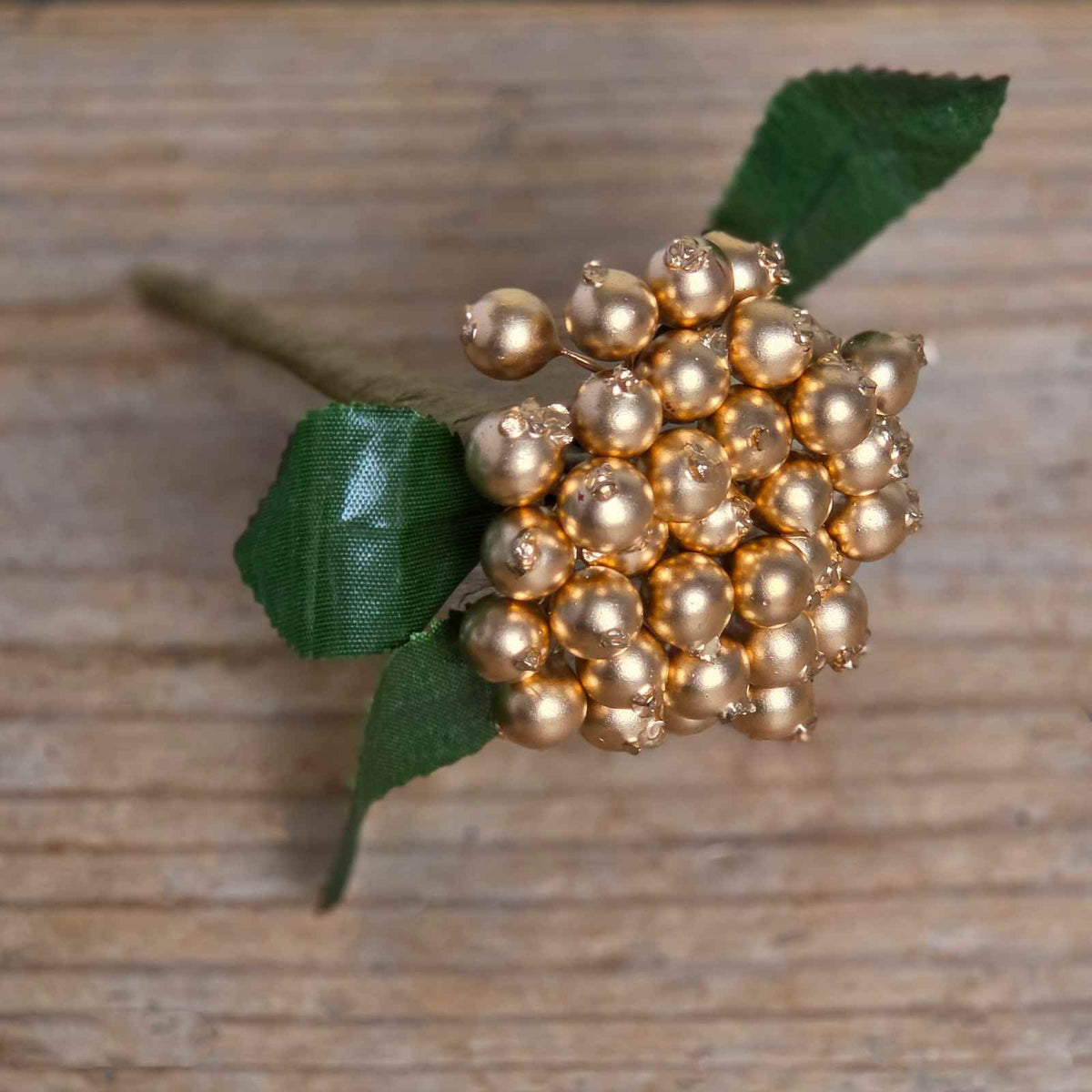 Gold Berry Bunch with Leaves