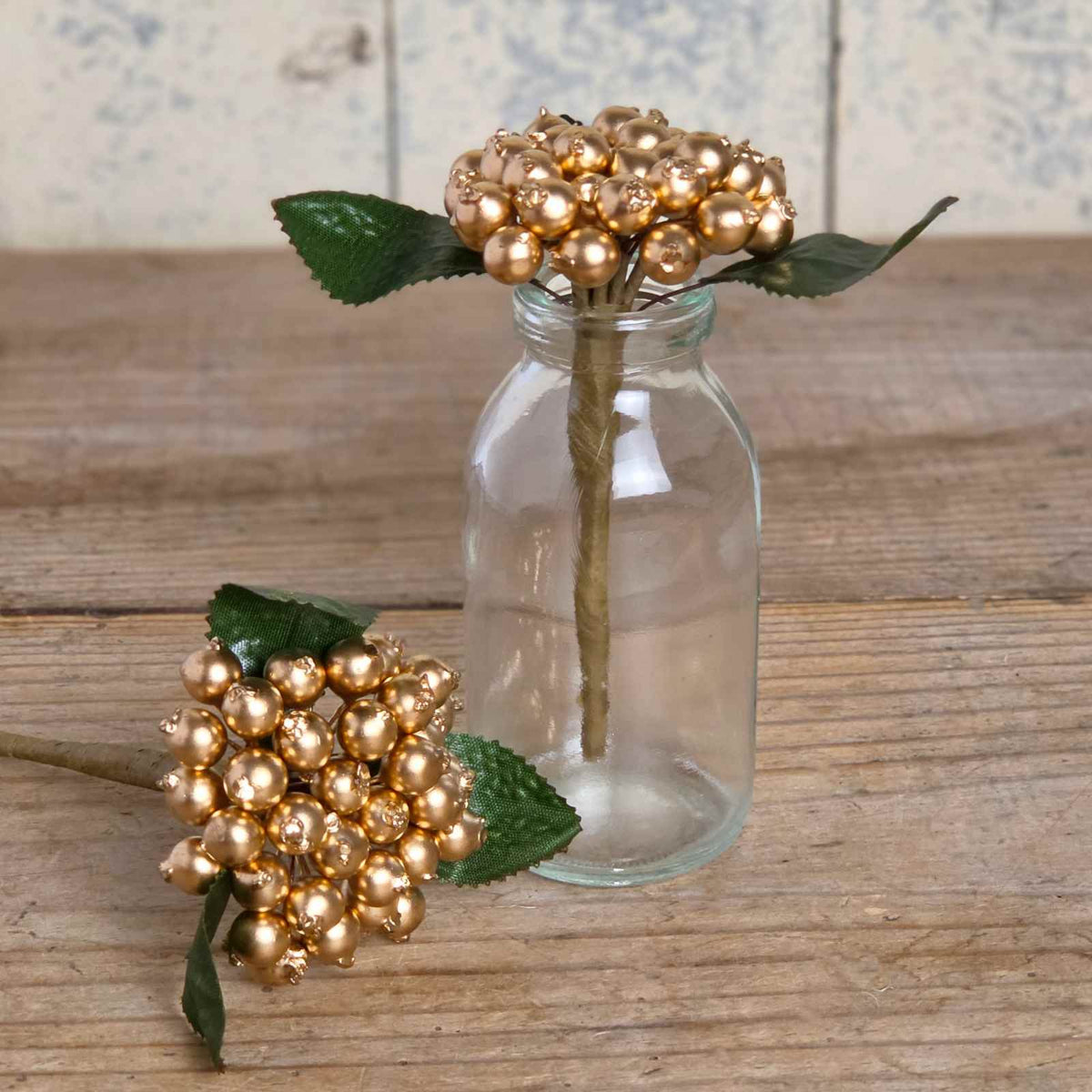 Gold Berry Bunch with Leaves