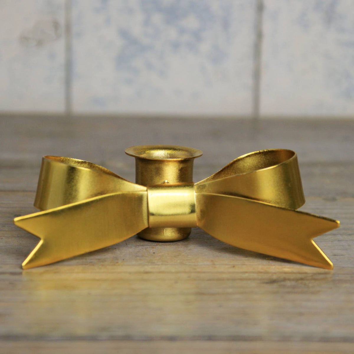 Gold Bow Candle Holder