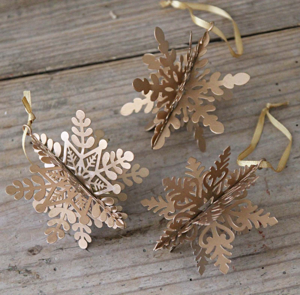 Gold Metal Snowflake Christmas Decoration