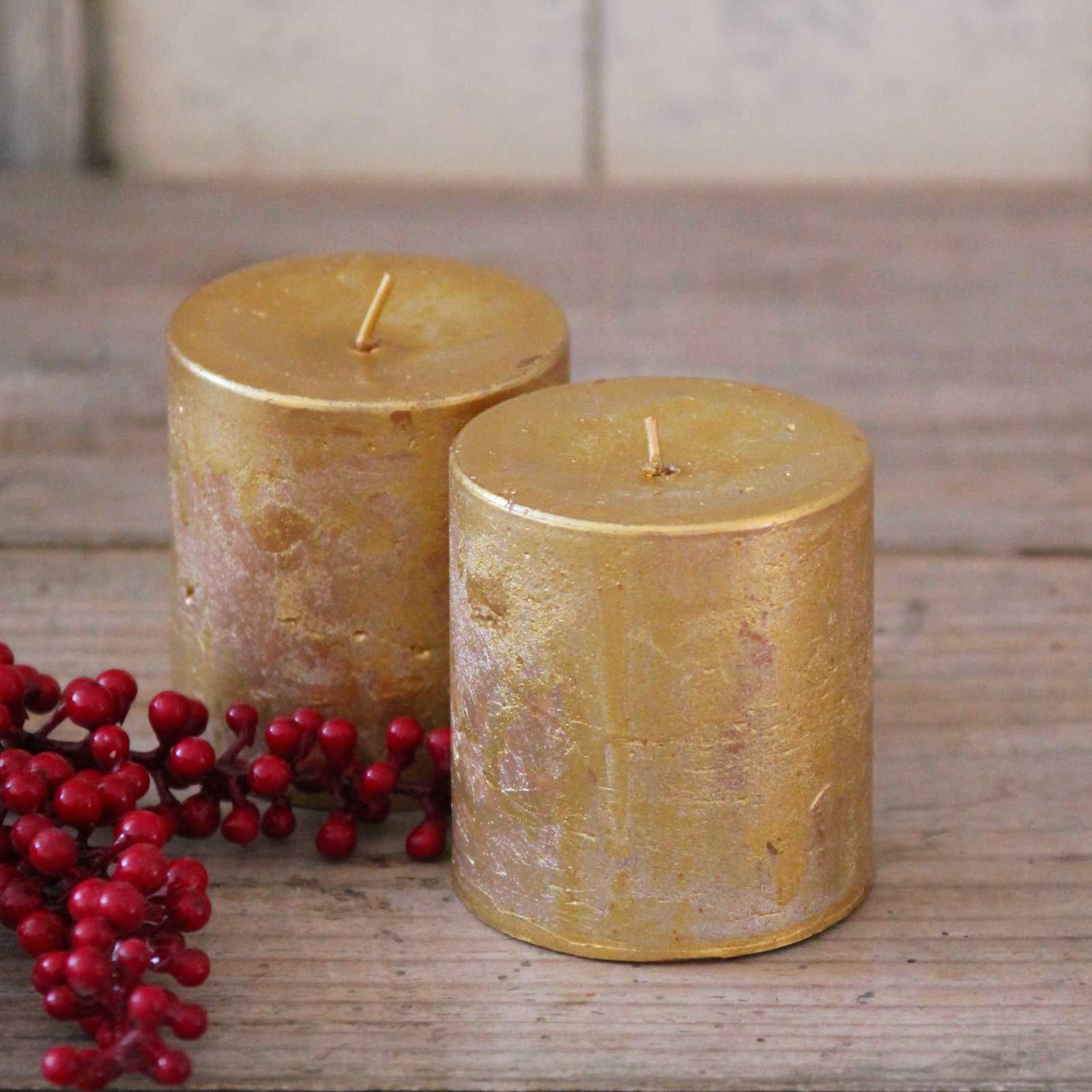 Brushed Gold Pillar Candle