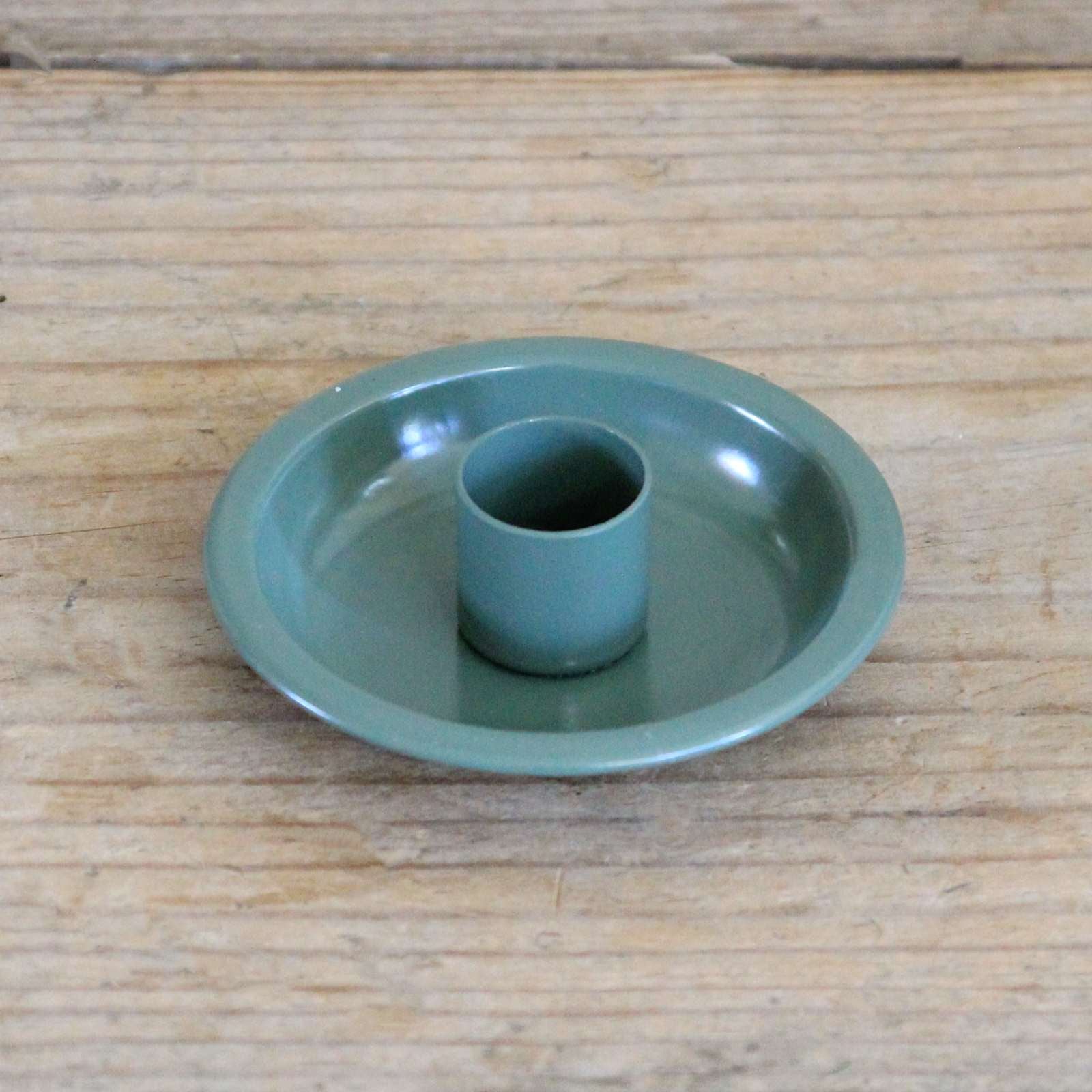 Dinner Candle Holder - Green Enamel Dish