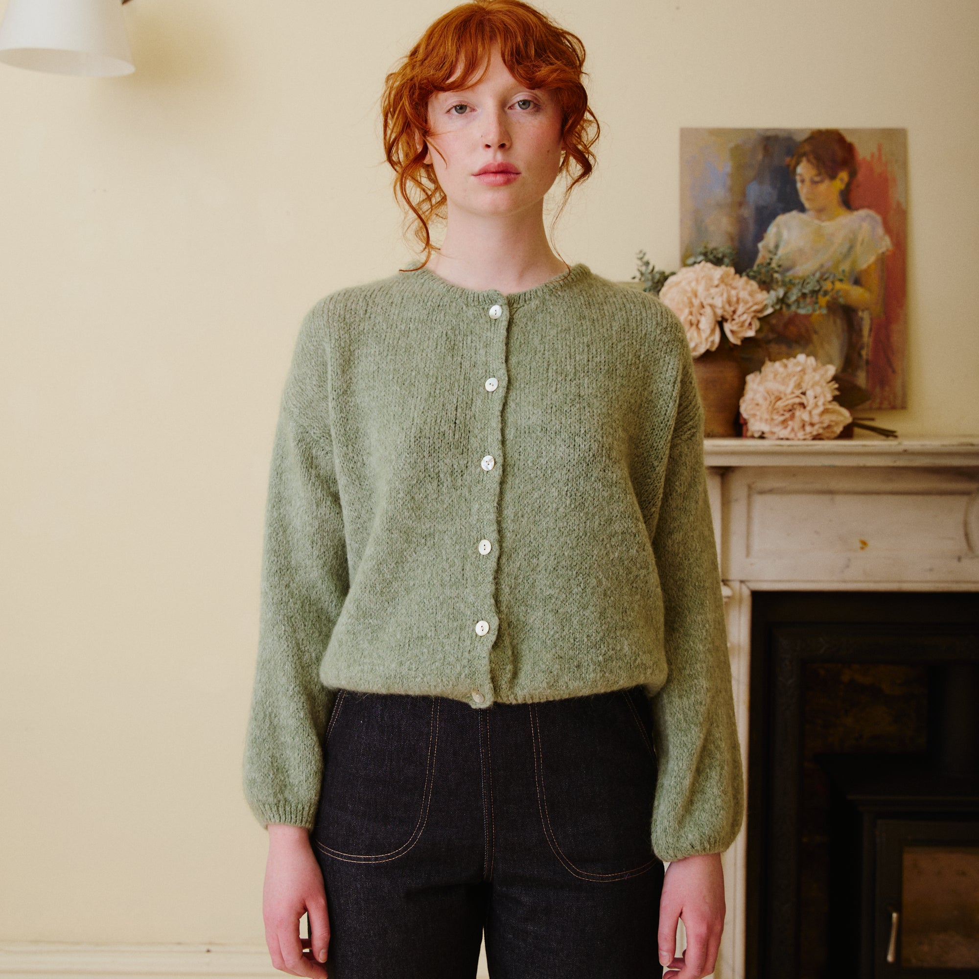 Mohair Cardigan - Sage