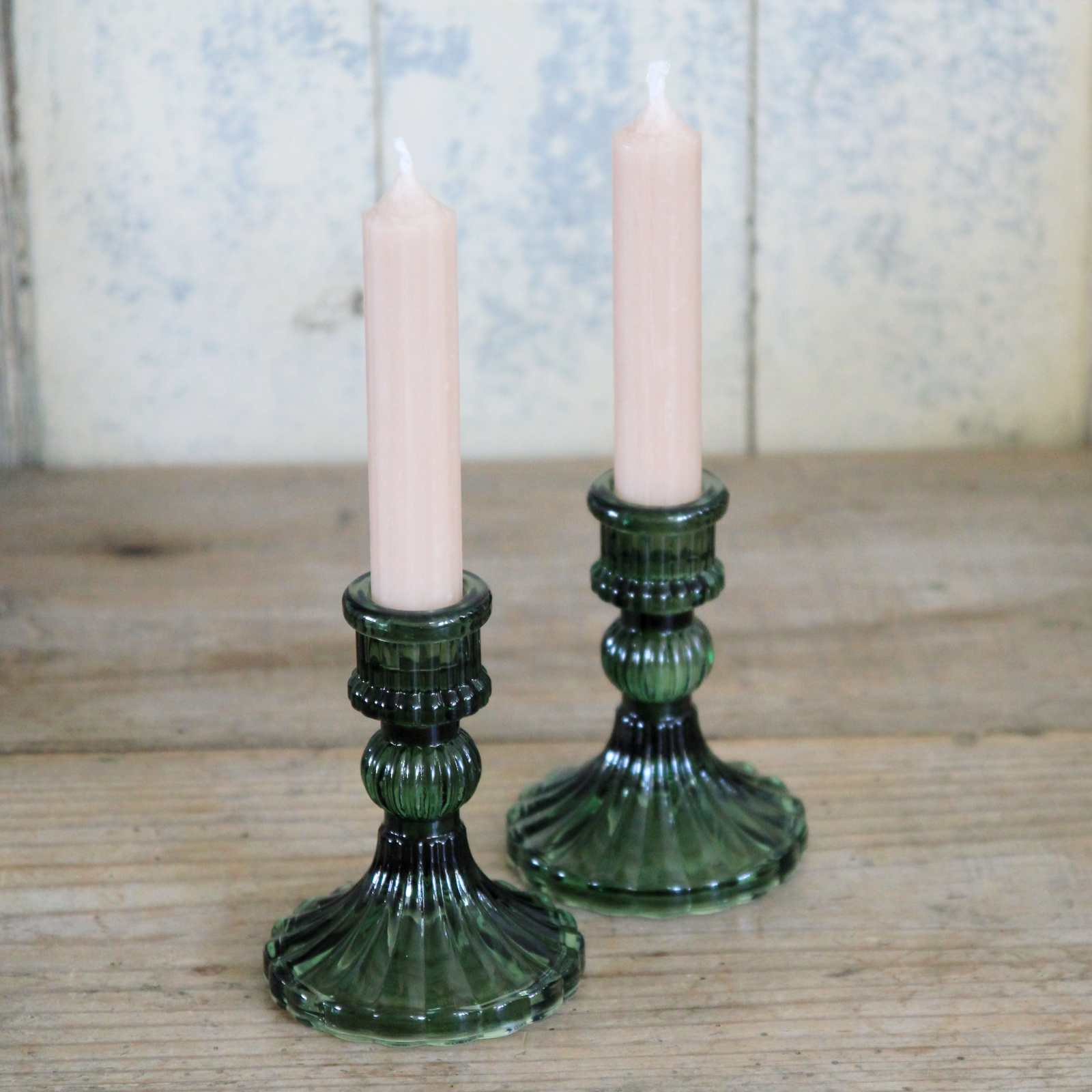Classic Green Glass Candlestick