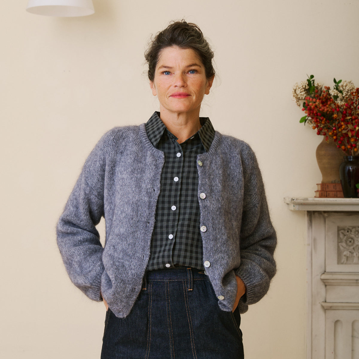 Mohair Cardigan - Charcoal