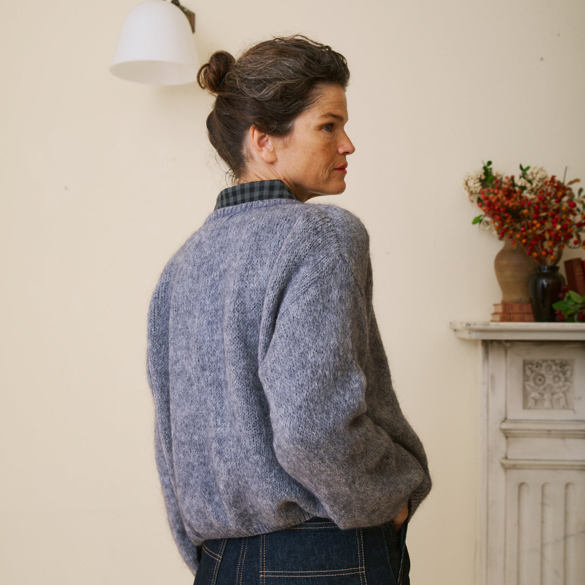 Mohair Cardigan - Charcoal