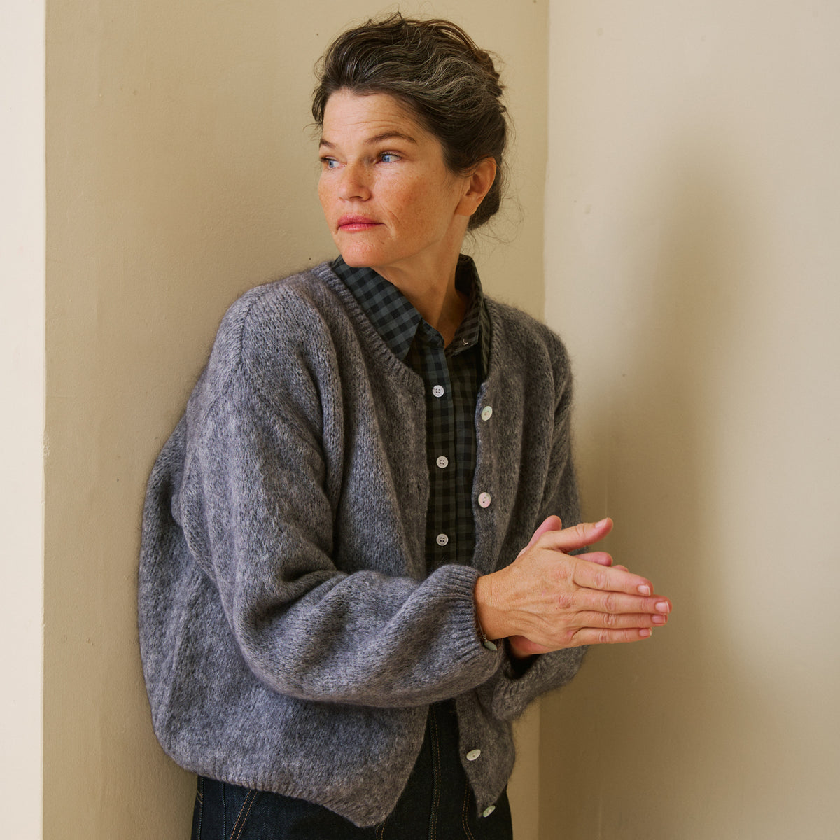Mohair Cardigan - Charcoal