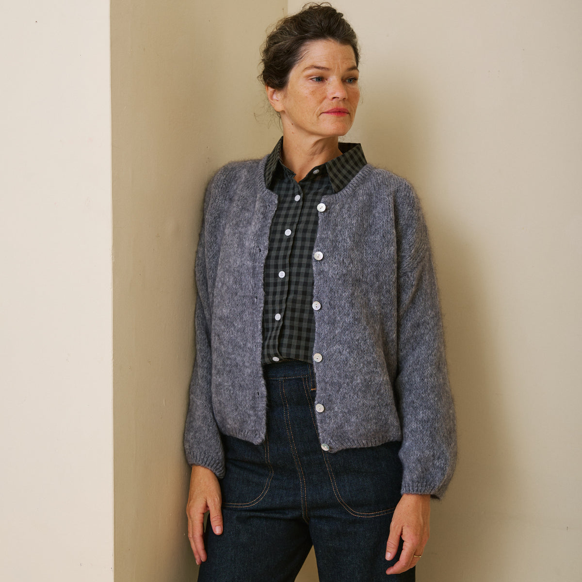 Mohair Cardigan - Charcoal