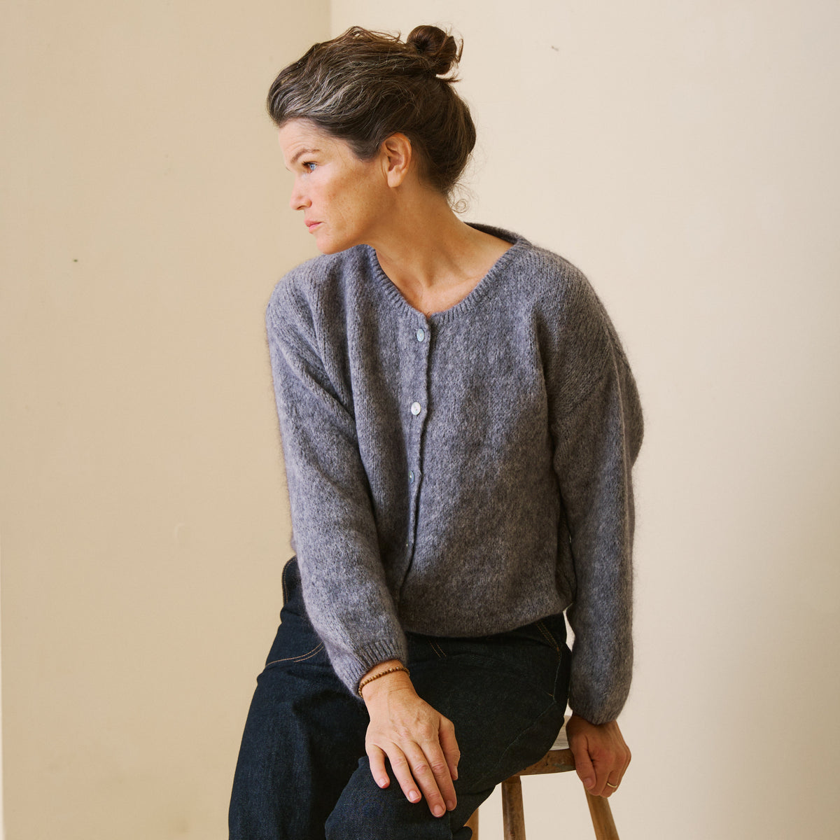 Mohair Cardigan - Charcoal