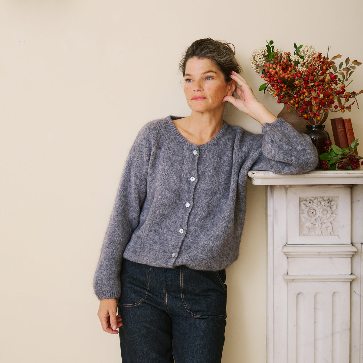 Mohair Cardigan - Charcoal