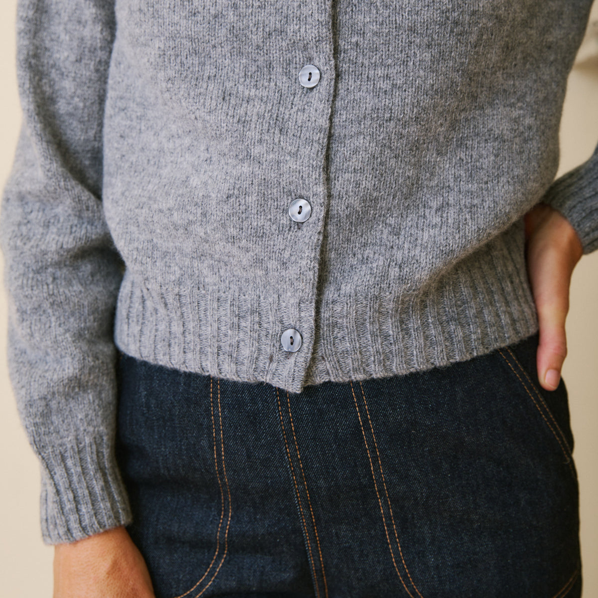 Traditional Scottish Fair Isle Yoke Cardigan - Smoke